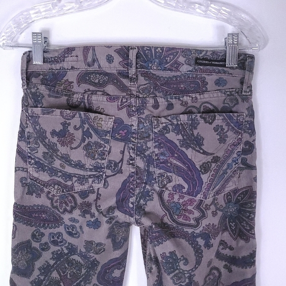 Citizens Of Humanity Thompson Paisley Corduroy Mid Rise Skinny Pants 26 Hippie - Picture 5 of 13